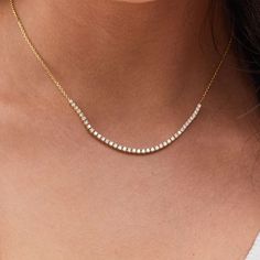 14K Large Diamond Tennis Chain Necklace – Baby Gold Tennis Chain Necklace, Diamond Chain Necklace, Necklace With Diamond, Dainty Diamond Necklace, Diamond Tennis Necklace, Wedding Pendant, Necklace Diamond, 14k Gold Necklace, Diamond Chain