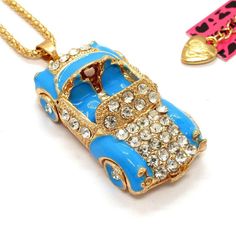 Betsey Johnson Blue Enamel Convertible Car Crystal Pendant NecklaceItem: Necklace Vendor: Betsey Johnson Necklace Chain Length: 27.5 Inches Pendant Dimensions: 1.93" x .91" (Inches) Color: Blue, Gold Metal: Alloy, Lead & Nickle FreeMaterial: Enamel, Crystals Theme: Car, Convertible, AutoMeasurements are approximate. Sold as One Individual Necklace. Fun pendants, flirty necklaces, bright brooches, and chunky bracelets do more than just add a touch of sparkle – they represent who you are. Bets Blue Enamel Jewelry With Adjustable Chain, Blue Enamel Necklaces With Lobster Clasp, Vintage Blue Enamel Necklace, Vintage Blue Jewelry With Chain, Vintage Blue Chain Jewelry, Car Convertible, Car Crystals, Betsey Johnson Necklace, Convertible Car