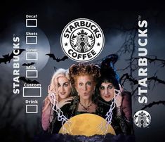 the starbucks coffee ad features three women dressed as witches