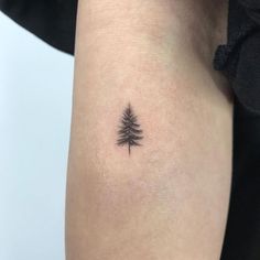 a small pine tree tattoo on the right thigh