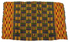 Admire the rich colorful beauty of this authentic vintage Ghanaian Kente Cloth. Woven from cotton, handmade textiles such as this play a central role in the artistic tradition of many West African countries where they are traditionally worn as clothing. Kente cloths are made by the Akan people and were traditionally used solely for royal courts and prestigious occasions. Look carefully and you will see that each piece has its own unique and distinctive pattern. This colorful and vibrant fabric can be used for all kinds of unique design projects. Use it as a table cloth, wall hanging, to make custom clothes, or simply as a colorful accent for your favorite room. This cloth measures approximately 40-44 x 71-75" and is one of a kind. You will receive the exact cloth shown in the photograph! Vibrant Fabric, West African Countries, Kente Cloth, Handmade Textiles, African Countries, Accent Colors, Custom Clothes, Design Projects, A Table