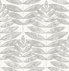 Akira Grey Leaf Wallpaper Wallpaper In Cabinets, Block Print Wallpaper, A Street Prints, Wallpaper For Sale, Diy Wallpaper, Contemporary Wallpaper, Botanical Wallpaper, Motif Design, Leaf Wallpaper