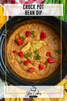 Crock Pot Bean Dip is the ultimate warm, cheesy party appetizer! Made with creamy beans, melted cheese, and zesty seasonings, this easy slow-cooked dip is perfect for game days, parties, or any gathering. Crockpot Bean Dip, Crock Pot Bean Dip, Slow Cooker Appetizer, Bean Dip Recipe, Slow Cooker Appetizers, Beans In Crockpot, Bean Dip Recipes, Slow Cooker Meals, Crowd Pleasing Appetizers