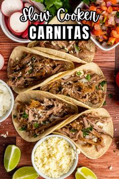 slow cooker carnitass are the best way to make tacos for dinner