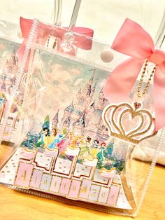 two clear bags with princess pictures on them