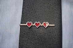 Legend of Zelda: Pixel Hearts Tie Clip - MAKE TO ORDER. $23.00, via Etsy. Zelda Wedding, Pixel Heart, Nerd Fashion, Romantic Jewellery, Tie Pin, Geek Out, Gamer Gifts, Mens Accessories Fashion