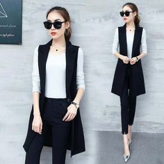 Women Sleeveless Lapel Coat Long Cardigan Jacket Waistcoat Vest Sleeveless Coat Outfit, Long Blazer Vest, Suit Vest Women, Long Vest Jacket, Sleeveless Blazer Vest, Women Waistcoat, Cardigan Vest Sleeveless, Sleeveless Coat, Sleeveless Blazer