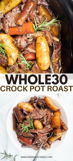 the crock pot roast recipe is ready to be served in the slow cooker