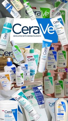 Aesthetic Cerave Skincare, Cerave Skincare Aesthetic, Brand Collage, Skincare Basic, Kawaii Logo, Basic Skin Care