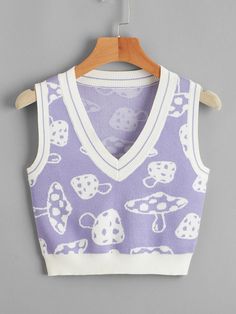 Mushroom Outfit, Mushroom Pattern, Sweater Vests, Sweater Vest Women, Ținută Casual, Women Sweater, Swaggy Outfits, Kawaii Clothes, Really Cute Outfits