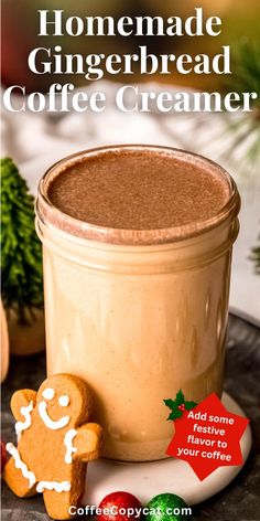 homemade gingerbread coffee creamer recipe in a jar