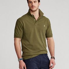 Brand New, Never Worn, With Tags, Polo By Ralph Lauren Classic Mesh Polo Shirt. Xl Sold On Another Platform Khaki Cotton Polo Collar Top, Casual Green Polo Collar Shirt, Casual Green Polo Shirt, Classic Green Short Sleeve Top, Classic Khaki Short Sleeve Tops, Khaki Cotton Short Sleeve Polo Shirt, Casual Khaki Cotton Polo Shirt, Casual Cotton Khaki Polo Shirt, Casual Green Relaxed Fit Polo Shirt