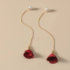 This Unique Pair Is A Wonderful Addition To Your Wardrobe And Your Style; Sure To Get Lots Of Compliments! Gsumpk50c00jn3m Rose Red Flower Earrings For Party, Rose Flower Drop Earrings For Party, Elegant Rose Red Flower Earrings For Party, Flower Shaped Rose Design Party Earrings, Chic Rose Gold Flower Earrings For Party, Elegant Red Flower Earrings For Spring, Party Flower Drop Earrings With Rose Design, Party Rose Design Drop Flower Earrings, Party Rose Design Flower Drop Earrings