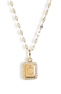 A modernist initial pendant is suspended from a bold, adjustable chain on this necklace crafted of 14-karat gold plate. 14k-gold plate/cubic zirconia Imported Initial Pendant Necklace, Necklace Craft, Initial Pendant, Womens Jewelry Necklace, Nordstrom Rack, Jewelry Necklace Pendant, Cubic Zirconia, Initials, Gold Plate