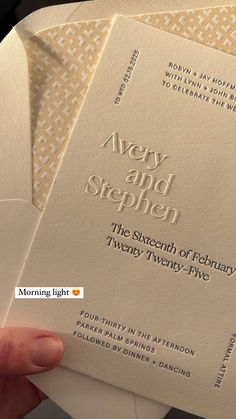 someone is holding up some paper with the words avery and stephen on it