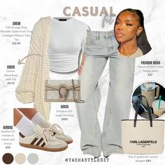 Chill Concert Outfit Winter, Cute Winter Shein Outfits, Brown Outfit Inspo Black Women, Shein Winter Fits, Denim And Khaki Outfits, Fall Casual Outfits Women 2024, Nuetral Pallete Outfits, Nude Outfit Ideas, Restaurant Outfit Ideas