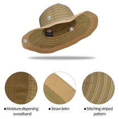 Tired of getting sunburned after a day of outdoor activities? Solaris series by Tirrinia wide brim sun hat will keep the sun off of your face and neck while on the travel/beach, hiking, fishing , golfing, baseball or camping.....any outdoor activity. Specifications: Material: Made of lightweight blended fabric-friendly, breathable and comfortable to wear Style: beach sun hat/straw hat/floppy sun hat/sun protection hat/gardening hat/travel hat Size: one size fit most womens: head circumference 23 Lightweight Wide Brim Sun Hat, One Size Fits Most, Packable Wide Brim Bucket Hat For Beach Season, Khaki Wide Brim Hat For Travel, Summer Packable Bucket Hat, Lightweight Bucket Hat For Vacation Travel, Lightweight Bucket Hat For Travel And Vacation, Khaki Sun Hat Upf 50+ For Travel, Khaki Sun Hat With Upf 50+ For Travel, Khaki Curved Brim Sun Hat For Travel