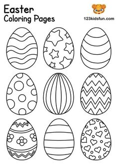 Easter Eggs Coloring Pages for Kids Easter Printables Preschool, Vintage Easter Printables, Eggs Coloring Pages, Easter Eggs Coloring, Påskeaktiviteter For Barn, Easter Coloring Pages For Kids, Diy – Velikonoce, Free Easter Coloring Pages, Printable Easter Activities