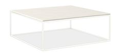 a white coffee table with two shelves on each side