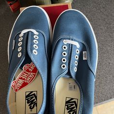 Up For Sale Is A Pair Of Brand New Vans Authentic Sneakers In Navy Blue (Style Code #Vn000ee3nvy). These Shoes Are Brand New In Box And 100% Authentic. Item Will Be Shipped In An Outer Box To Protect The Shoes And Shoe Box Via Usps Priority Mail Or Ups Ground. These Were Shipped To Me By Mistake. Smoke Free Home Blue Lace-up Canvas Shoes For Sports, Casual Vans Canvas Shoes With Cushioned Footbed, Casual Blue Slip-on Sneakers, Blue Sports Canvas Shoes With Rubber Sole, Blue Vans Canvas Shoes For Streetwear, Casual Blue Vans Canvas Shoes, Casual Navy Slip-on Sneakers, Blue Canvas Sports Shoes With Round Toe, Vans Casual Canvas Shoes With Round Toe