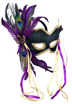 Mardi Gras Mask Multicolor Masquerade Mask For Halloween Party, Black Masquerade Mask For Party Festivals, Black Masquerade Mask For Party And Festivals, Purple Masquerade Mask, Gold Masquerade Mask, Mardi Gras Centerpieces, Paper Mache Mask, Mardi Gras Outfits, Feather Mask