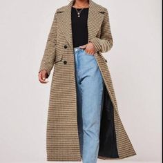 Missguided Brown Check Oversized Formal Coat Sold Out On Website Long Sleeve Button Front Formal Longline Coat Featuring A Plaid Detail And Pockets. Shell & Lining: 100% Polyester Unya Wears Size Us 6 And Her Height Is 5'8" Free Goodies With Purchase! Same Day Ship Time If Order Is Placed Before 3:30pm (Est) Monday-Friday! Long Outerwear With Double Button Closure For Fall, Long Fall Outerwear With Double Button Closure, Long Beige Outerwear With Button Closure, Beige Long Outerwear With Button Closure, Long Brown Outerwear With Button Closure, Brown Long Outerwear With Button Closure, Long Double-breasted Outerwear For Fall, Fall Long Double-breasted Outerwear, Beige Long Outerwear With Buttons