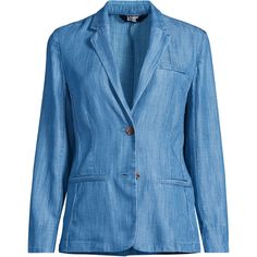 This blazer is conveniently machine washable and tailored with a comfortable, roomy shape for a modern look. It is styled with cuff buttons and flap pockets that add perfect polish. Constructed in a twill-woven TENCEL™ Lyocell fabric, offering a long-lasting softness. Casual Single Button Blazer With Flat Front, Tailored Button-up Casual Blazer, Casual Tailored Single-button Blazer, Casual Single Button Tailored Blazer, Casual Tailored Button-up Blazer, Casual Tailored Single Button Blazer, Casual Linen Workwear Blazer, Casual Linen Blazer For Work, Casual Summer Sport Coat For Workwear