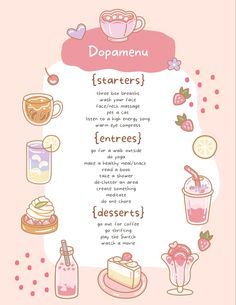 Self-care menu for tough days Dopamine Menu Journal, Dopamine Menu Ideas Journal, Dopamenu Ideas, Healthy Dopamine, Dopamine List, Dopamine Menu Ideas, Practicing Self Love, Self Care Bullet Journal, Get My Life Together