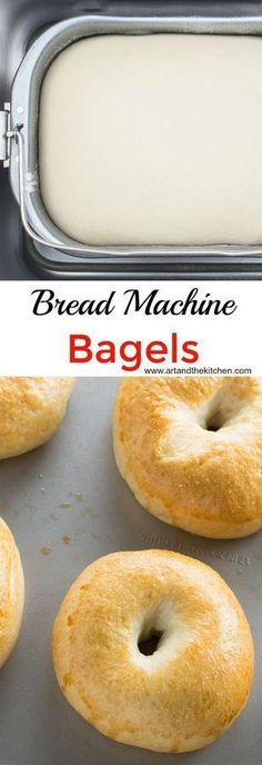 bread machine bagels are sitting on a baking sheet