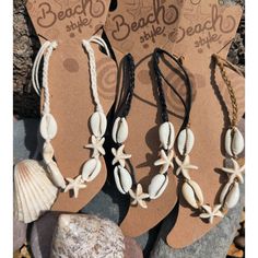 These are sooo cute !... An anklet or ankle bracelet hand made using cowrie shells and the cutest little starfish beads.   Strung on waxed cotton , these can be easily adjusted using the slidy knots. A definite beach vibe going on with these...perfect holiday accessories! Available in black, natural cream, or tan....make your choice ! Please have a look at my shop for more incredible products, and check out more anklets in the shell jewellery section of my shop ... https://www.etsy.com/uk/shop/SuzieCalypso Summer Beach Shell Friendship Bracelets, Summer Shell Strand Friendship Bracelets, Summer Strand Anklet With Starfish Charm, Summer Beach Anklets With Starfish Charm, White Starfish Charm Anklet For Beach, Beachy Shell Friendship Bracelets For Beach, White Beach Anklets With Starfish Charm, Starfish Anklets For Summer Vacation, Summer Anklet With Starfish Charm As Gift