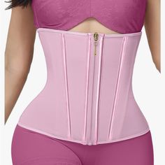 Shapshe Waist Trainer/Cincher For Women Tummy Control Corset Zipper To Cover Hook/Eye Closures 3 Hook/Eye Options To Choose Fit Very High Quality And Comfortable 15 Elastic Steel Bones Never Worn And From Smoke And Pet Free Household Pink Waist Trainer, Pink Full Coverage Shaping Shapewear, Workout Corset, Hourglass Waist Trainer, Waist Trainer Cincher, Corset Shapewear, Waist Cincher, Women's Shapewear, Body Shaper