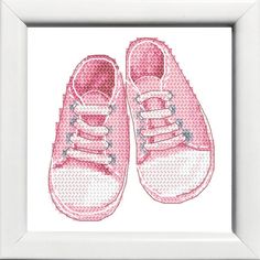 Welcome to ❤️ CORICAMO ❤️ We would like to recommend you an interesting cross stitch kit. This counted set will include everything you need to start the embroidering: Cross stitch kit - Little shoes - Baby girl Manufacturer: CORICAMO Reference: Z 10895 Cross stitch kit with mouline contains: canvas Aida without printed pattern (100% cotton) 54 stitches/10 cm (14ct), mouline, needle and colourful cross stitch pattern. Frame is not included in the kit.  - Size in crosses: 58 x 58  - Size in cm: 11 Colorful Cross Stitch Patterns, Colourful Cross Stitch, Diy Craft Kit, Cross Stitch Needles, Diy Craft Kits, Stitching Art, Shoes Baby, Stitch Kit, Cross Stitch Art