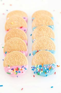 several oreo cookies with sprinkles on them