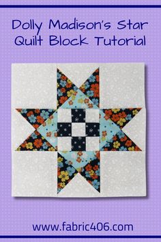 the star quilt block is made with black and white fabric