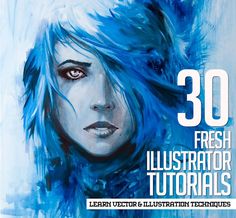 a woman with blue hair is featured in the cover of an illustrated book, 30 fresh illustrations