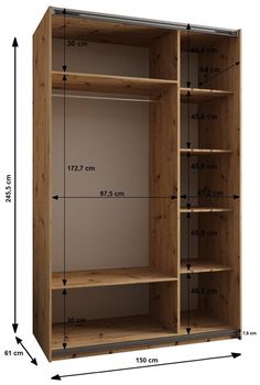 the measurements for an open bookcase with shelves