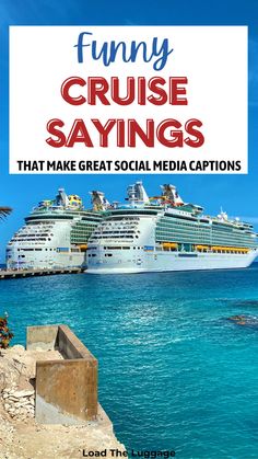 Funny cruise sayings that make great social media captions Cruise Vacation Quotes, Ship Quotes, Sea Quotes, Together Quotes, Vacation Quotes, Ocean Quotes, Packing For A Cruise