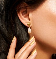 Take your ears on a thrill ride with our ultra cool earrings. The look is solid but the feel is light. Comfortable. Durable. Adorable. Gold Shell With Pearl Drop, Sagittarius Pendant, Mermaid Magic, A Messy Bun, Seashell Earrings, Starfish Earrings, Scallop Shell, Scallop Shells, Meaningful Jewelry