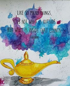 a painting with a quote on it that says, like so many things, the not what is outside but what is inside that counts