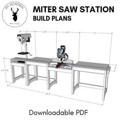 the miter saw station is shown with measurements