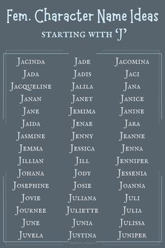 an image of the names of different characters in shakespeare's play, character name ideas starting with j