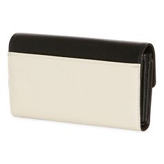 Liz Claiborne continues to deliver quality, style, and contemporary design every season. Another modern classic, this two-tone envelope wallet is made from pebbled faux leather with gold-tone hardware that helps to elevate the design. It has multiple pockets and card slots, complete with a snap closure.Wallet Type: Envelope WalletCard Capacity: 12 SlotsClosure Type: SnapPockets: 1 Inside Slip Pocket, 1 Back Slip Pocket, 1 Id Window, 1 Inside Zip Pocket, 1 Inside Bill Pocket, 1 Inside Multi-Funct Modern Clutch With Interior Card Slots, Modern Wallets With Magnetic Closure, Modern White Wallet With Rfid Blocking, Modern Office Clutch Wallet, Modern Envelope Wallets For Everyday Use, Modern Clutch With Interior Card Slots For Office, Modern Clutch Wallet With Card Slots, Modern Office Clutch With Interior Card Slots, Rectangular Wallets With Card Slots For Work