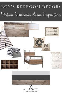 Boys Farmhouse Bedroom, Industrial Farmhouse Bedroom, Little Boy Room, Bedroom Decor Modern, Farmhouse Look, Industrial Bedroom, Boys Bedroom Decor, Kid Room, Industrial Vintage