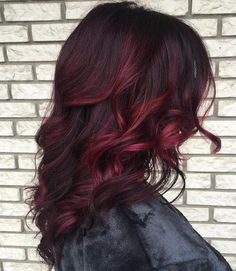 Cool red Hair Color Red Highlights, Lavender Hair Ombre, Dark Red Hair Color, Dark Red Hair, Hair Color Purple