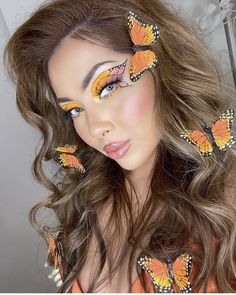 Monarch Butterfly Makeup Halloween, Monarch Makeup, Monarch Butterfly Makeup, Monarch Costume, Butterfly Makeup Look, Halloween Makeup Costume, Monarch Butterfly Costume, Butterfly Queen, Butterfly Face Paint