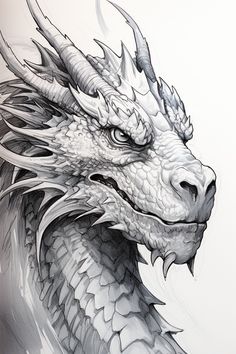 a drawing of a dragon's head