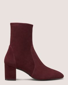 YULIANA 60 | Stuart Weitzman Elegant Heeled Boots With Red Sole For Winter, Elegant Winter Boots With Red Sole, Sock Boots, How To Stretch Boots, Lug Sole, Mid Calf Boots, Stuart Weitzman, Loafer Flats, Suede Leather