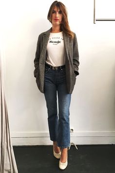 Clothing, Brown, Sleeve, Denim, Shoulder, Textile, Jeans, Joint, Outerwear, White, Jeane Damas, Jean Damas, Kendra Spears, French Girl Chic, Parisian Chic Style