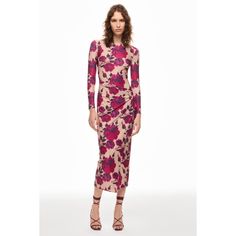 Multicolored Floral (90% Poly, 10% Spandex). Cocktail Dresses. Crew Neck. Long Sleeve. Side Zipper Closure. Shoulder to Hemline Length: 52". Made In The USA Of Imported Fabric. Rent The Runway, Pencil Dress, Cocktail Dresses, Side Zipper, Made In The Usa, Cocktail Dress, Pencil, Crew Neck, Spandex