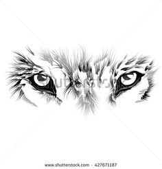 an animal's eyes with long eyelashes and fur on the nose, drawn in black and